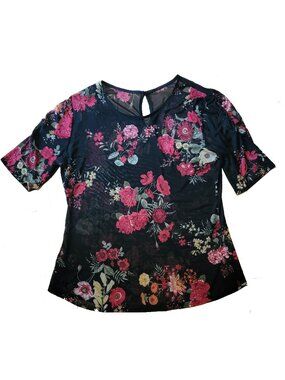 Sheer Floral Rose Print Blouse